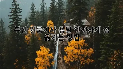 부산 원룸이사 용달, 안전하게 짐 옮기는 방법!
